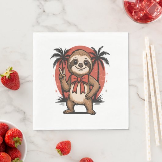 Serviette En Papier Sloth Summer Beach Rocking (En situation)