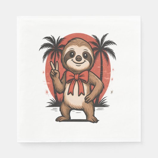 Serviette En Papier Sloth Summer Beach Rocking (Devant)
