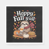 Serviette En Papier Sloth tenant citrouille épices heureux automne Yal (Devant)