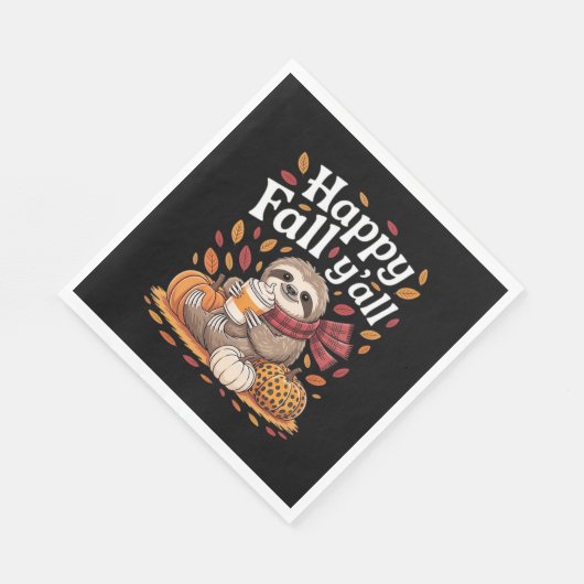 Serviette En Papier Sloth tenant citrouille épices heureux automne Yal (Coin)