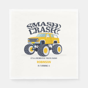 Serviette En Papier Smash Crash - Anniversaire du Monstre Truck Jaune