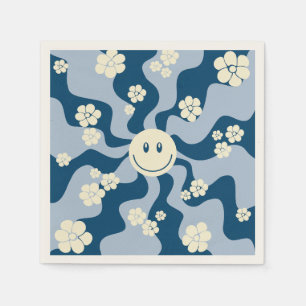 Serviette En Papier Smile - Bleu foncé, Bleu clair et Crème