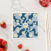 Serviette En Papier Smile - Bleu foncé, Bleu clair et Crème (En situation)