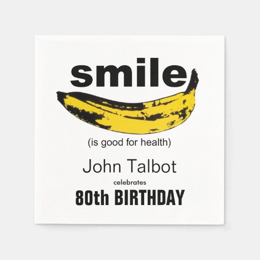 Serviette En Papier Smile est bon 80e anniversaire Papier de fête Napk (Devant)