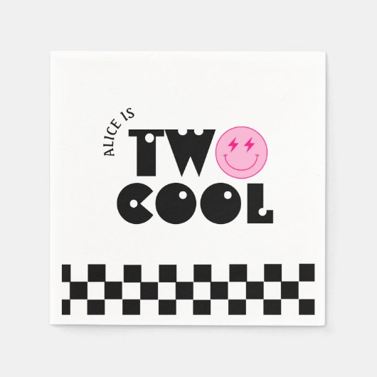 Serviette En Papier Smile Face Retro Deux Cool Anniversaire (Devant)