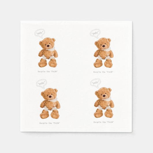Serviette En Papier Smile slogan avec coeur d'ours brisé. (Devant)