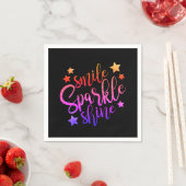 Serviette En Papier Smile Sparkle brillant noir multicolore (En situation)