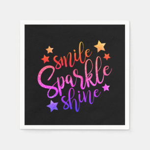 Serviette En Papier Smile Sparkle brillant noir multicolore