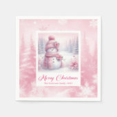 Serviette En Papier Smiling Pinkmas Winter Scene Christmas Napkins Kid (Devant)