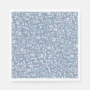 Serviette En Papier Smokey Blue avec des notes de musique dansantes