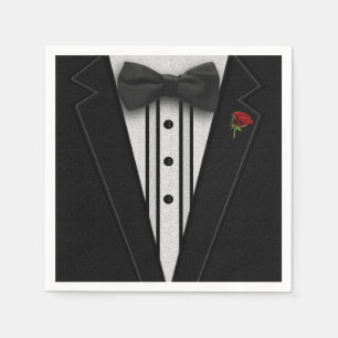 Serviette En Papier Smoking noir avec la cravate d'arc