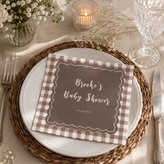 Serviette En Papier S'more à aimer Baby Shower marron Gingham Bow