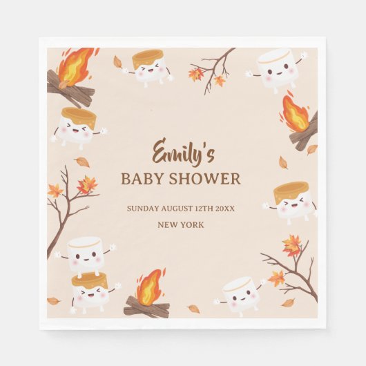 Serviette En Papier S'more Love Fall Baby shower de camping rustique (Devant)