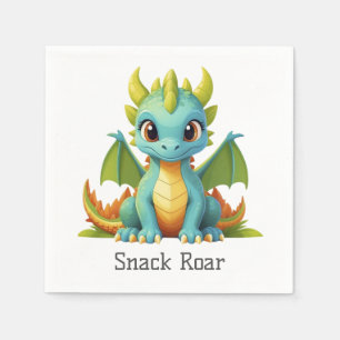 Serviette En Papier Snack Roar Vert Bleu Bébé Papier Dragon Napkins