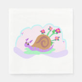 Serviette En Papier Snail And Flowers (Devant)