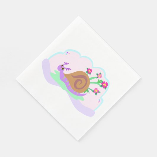 Serviette En Papier Snail And Flowers (Coin)