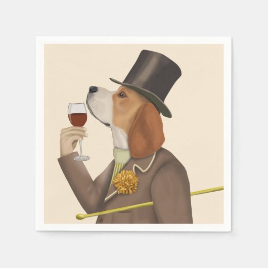 Serviette En Papier Snob de vin beagle (Devant)