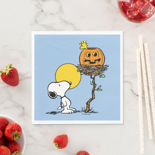 Serviette En Papier Snoopy & Bois Nid Avec Jack O'Lantern (En situation)