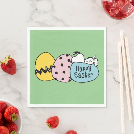 Serviette En Papier Snoopy - Bonne Pâques (En situation)
