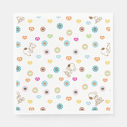 Serviette En Papier Snoopy Colorful Hearts Motif (Devant)