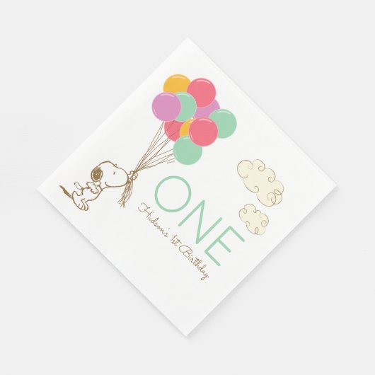 Serviette En Papier Snoopy et ballons 1er anniversaire (Coin)