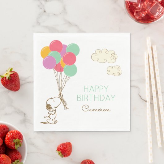 Serviette En Papier Snoopy et Ballons Anniversaire (En situation)