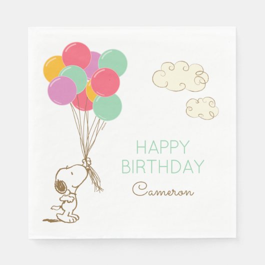 Serviette En Papier Snoopy et Ballons Anniversaire (Devant)