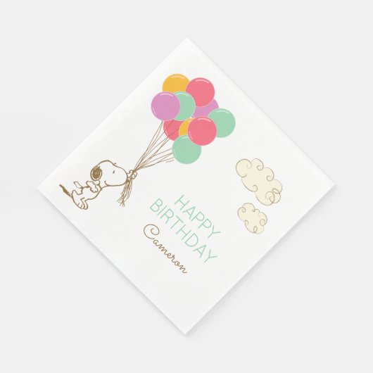Serviette En Papier Snoopy et Ballons Anniversaire (Coin)