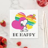 Serviette En Papier Snoopy et Woodstock | Coeurs arc-en-ciel (En situation)