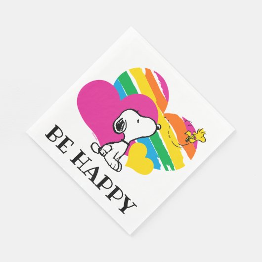 Serviette En Papier Snoopy et Woodstock | Coeurs arc-en-ciel (Coin)
