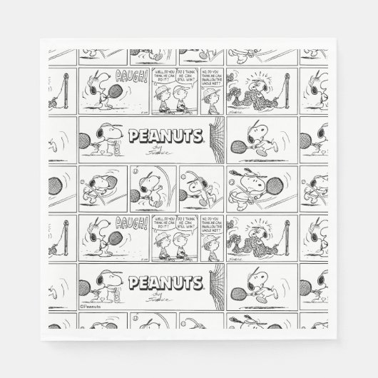 Serviette En Papier Snoopy Joue Au Tennis (Devant)