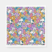 Serviette En Papier Snoopy & Motif de fleurs de bois (Devant)