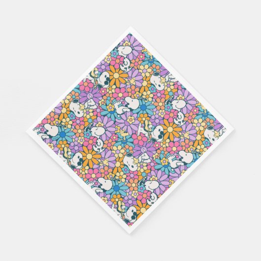 Serviette En Papier Snoopy & Motif de fleurs de bois (Coin)