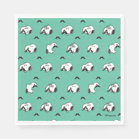 Serviette En Papier Snoopy Moustaches et Motif Turquoise (Devant)