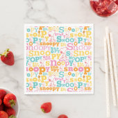 Serviette En Papier Snoopy Pastel Text Pattern (En situation)