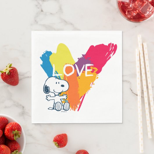 Serviette En Papier Snoopy | Rainbow Love Heart (En situation)