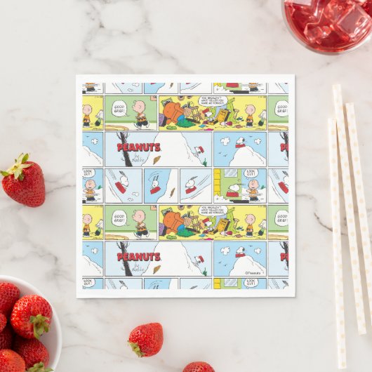 Serviette En Papier Snoopy Sled Riding Food Dish (En situation)