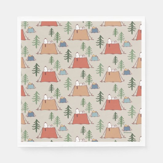 Serviette En Papier Snoopy & Woodstock Go Camping Motif (Devant)