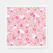 Serviette En Papier Snoopy & Woodstock Motif Coeurs roses (Devant)