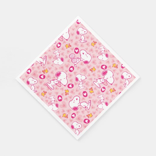 Serviette En Papier Snoopy & Woodstock Motif Coeurs roses (Coin)
