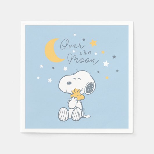 Serviette En Papier Snoopy & Woodstock | Over the Moon Baby Shower Nap (Devant)