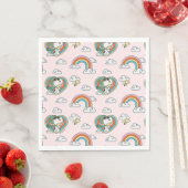 Serviette En Papier Snoopy & Woodstock Rainbow Heart Motif (En situation)