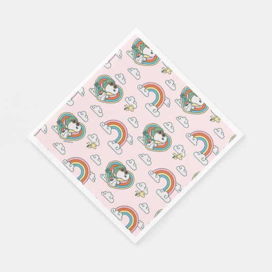 Serviette En Papier Snoopy & Woodstock Rainbow Heart Motif (Coin)