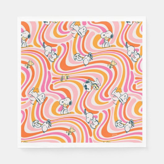 Serviette En Papier Snoopy & Woodstock Super Vibes Motif orange (Devant)