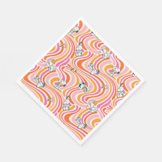Serviette En Papier Snoopy & Woodstock Super Vibes Motif orange (Coin)