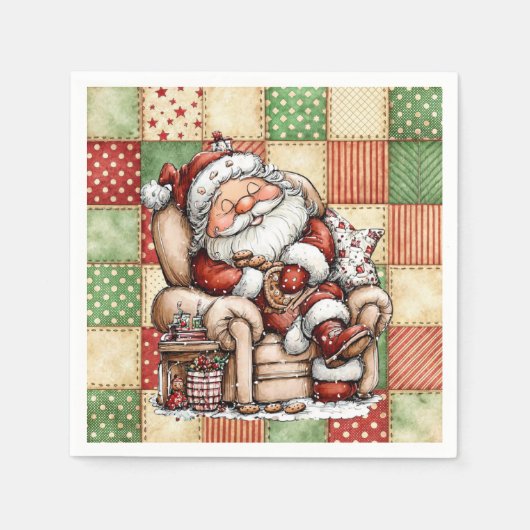 Serviette En Papier Snoozing Santa Claus On Christmas Eve (Devant)