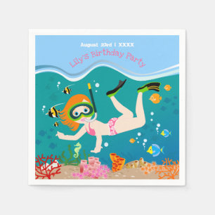 Serviette En Papier Snorkeling avec poisson tropical fille fête d'anni