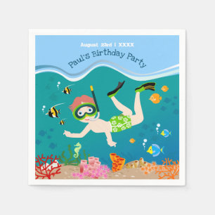 Serviette En Papier Snorkeling avec poisson tropical garçon fête d'ann