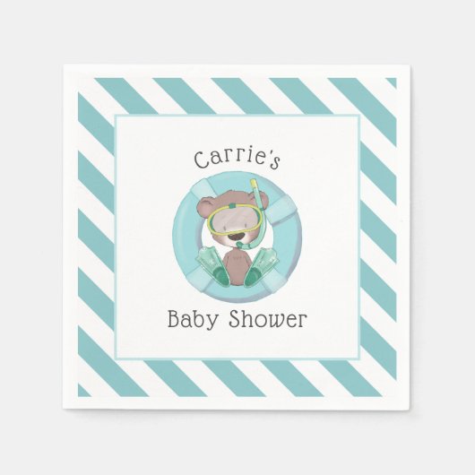 Serviette En Papier Snorkeling Teddy Bear Baby shower garçon (Devant)