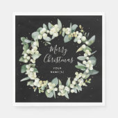 Serviette En Papier Snowberry + Eucalyptus Wreath Fête (Devant)